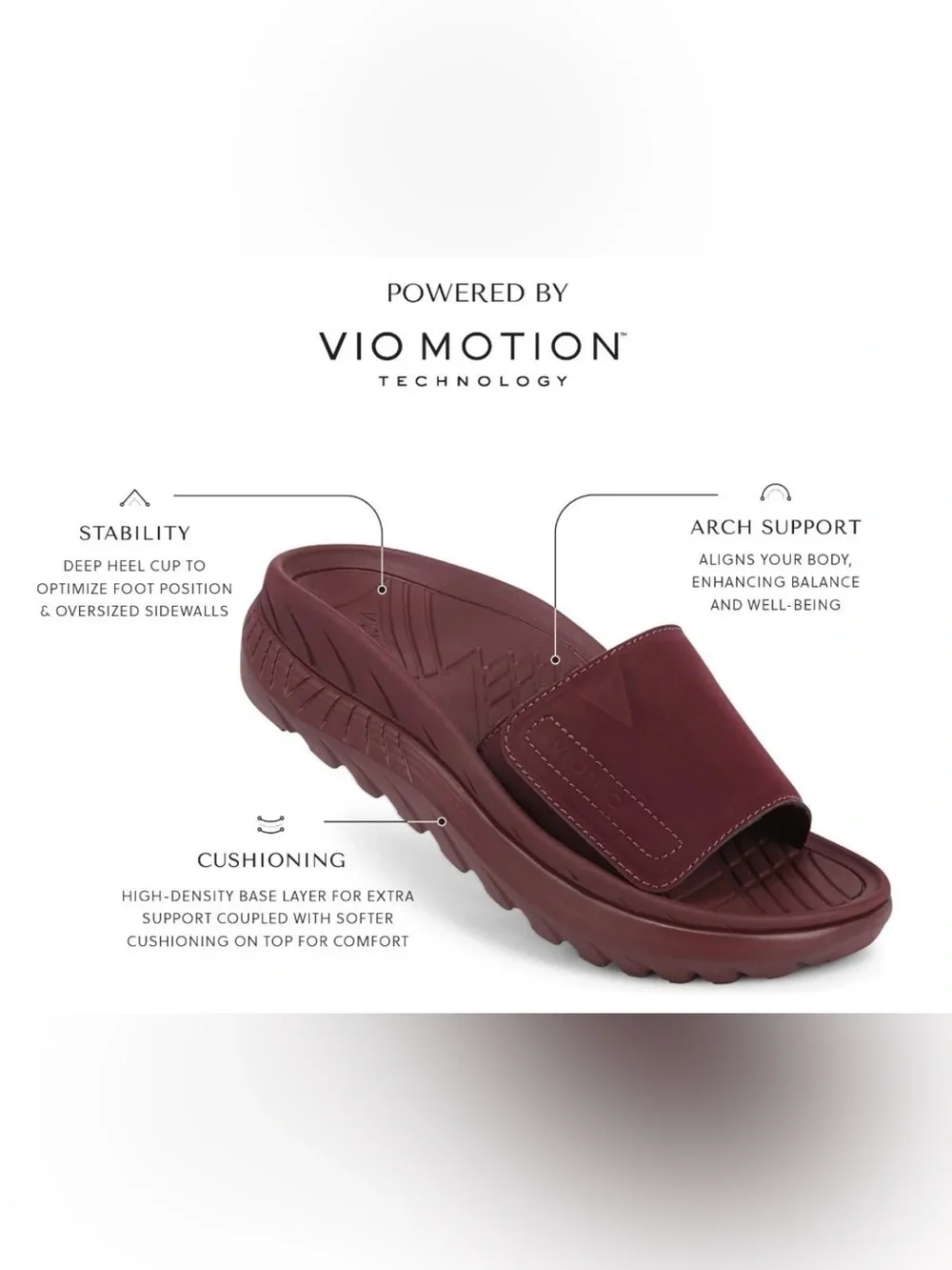 Vionic Women’s Rejuvenate Recovery Sandal - Port Wine Burgundy Slide Sandals Sz9 - Picture 2 of 10